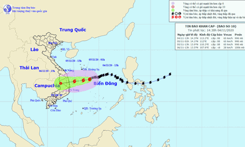 Các tỉnh từ Hà Tĩnh đến Quảng Trị sắp mưa to đến rất to do bão số 10